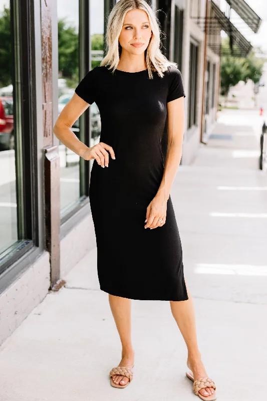 women's off-the-shoulder dressesAll You Need Black Midi Dress