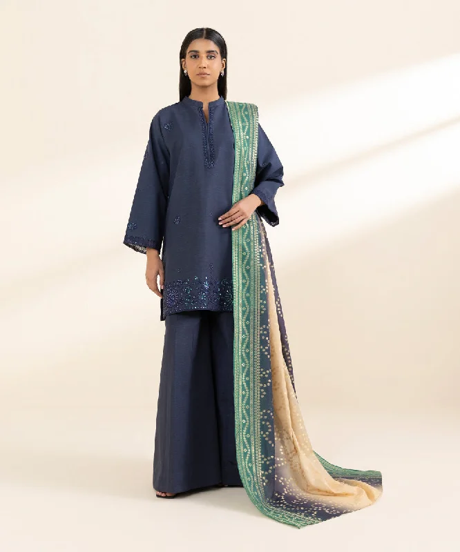 3 Piece - Embroidered Cotton Viscose Suit