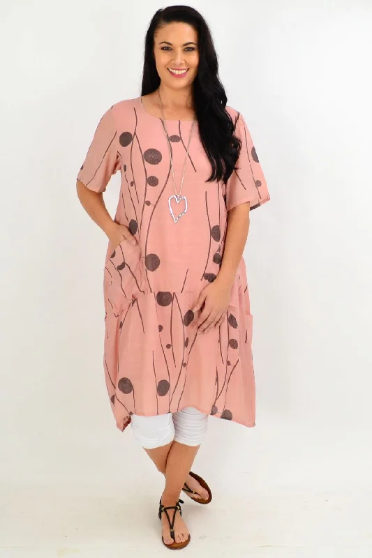 women's coats with zippersDusty Pink Debs Dots Bubble Tunic Dress