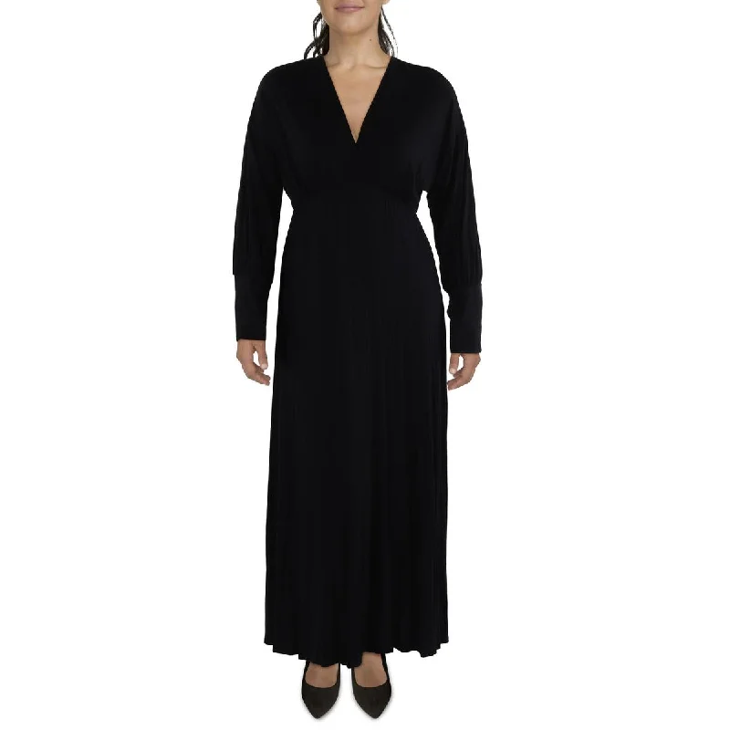 women's empire waist dressesPlus Womens Knit Long Sleeves Maxi Dress