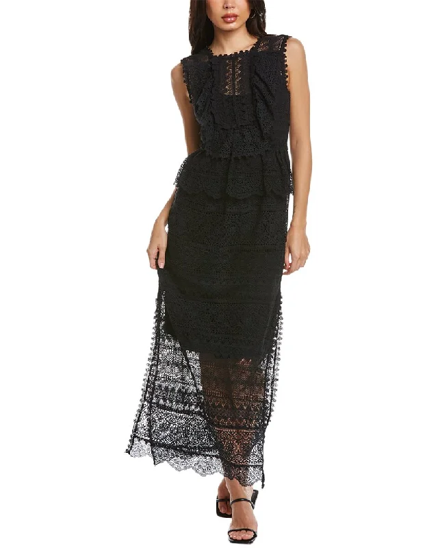 women's affordable dressesUlla Johnson Lace Silk-Trim Maxi Dress