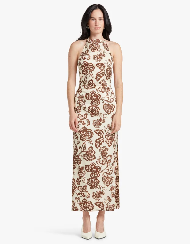 women's everyday dressesRobbie Midi Dress - Cream Chocolate Floral