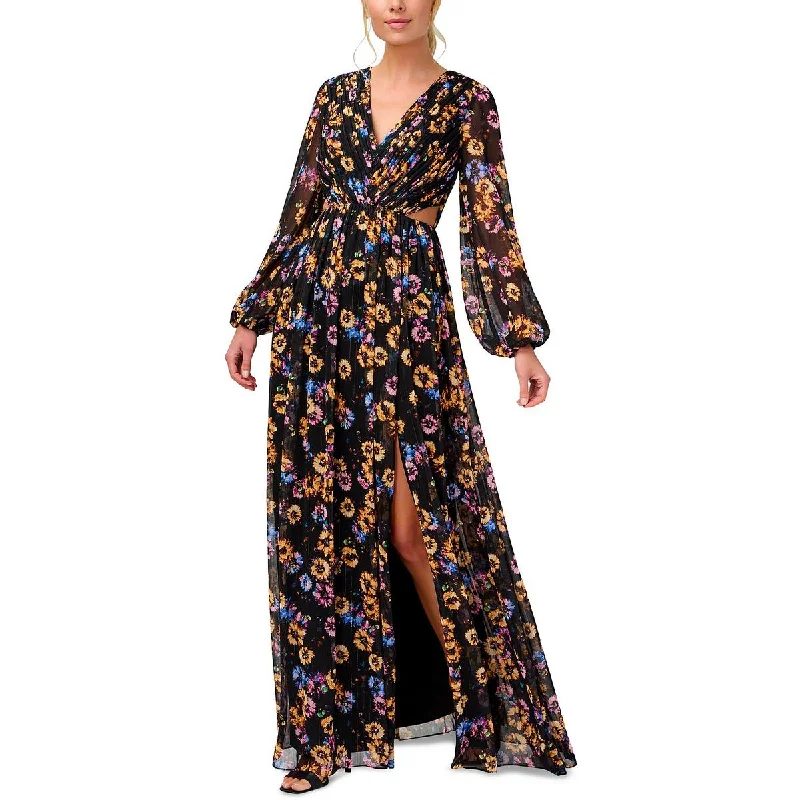 women's cold-shoulder dressesWomens Floral Metallic Maxi Dress