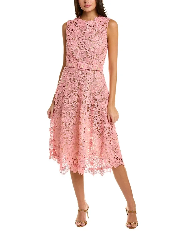 women's business casual dressesOscar de la Renta Floral Lace Midi Dress