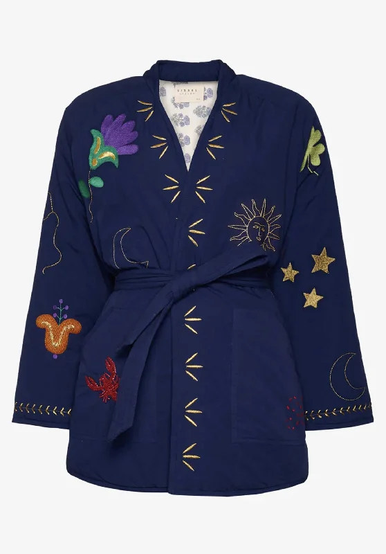 women's coats for travelKimono Se1173 Lala Navy-Blazer