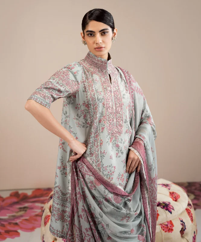 3 Piece - Embroidered Silk Suit