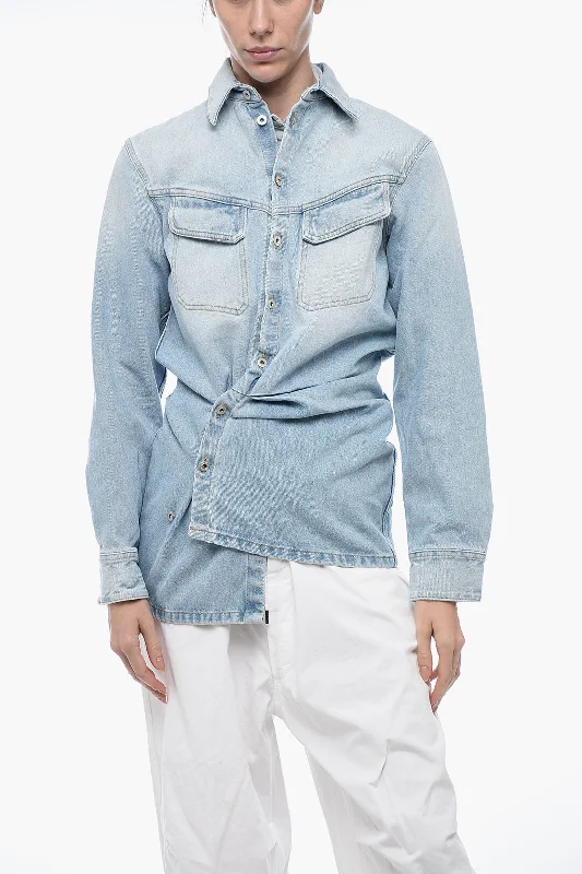 peacoats for womenOff-White SEASONAL Denim TOYBOX Jacket with Logo Buttons