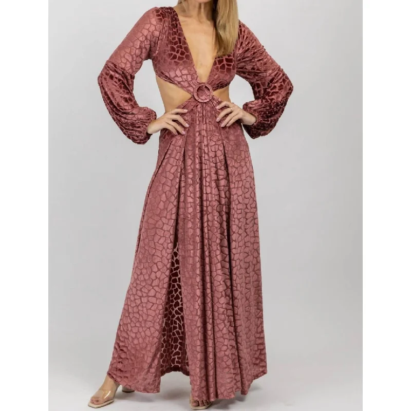 women's maximalist dressesSpotted Velvet Maxi Slit Dress