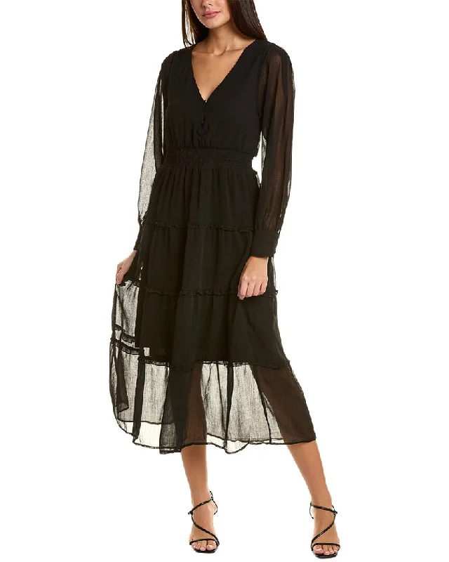 women's flutter-sleeved dressesKOKO + MASON Tiered Midi Dress