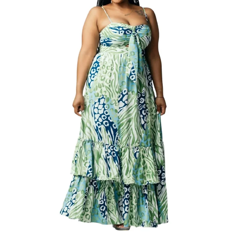 women's bridesmaid dressesSleeveless Maxi Dress In Green Multi