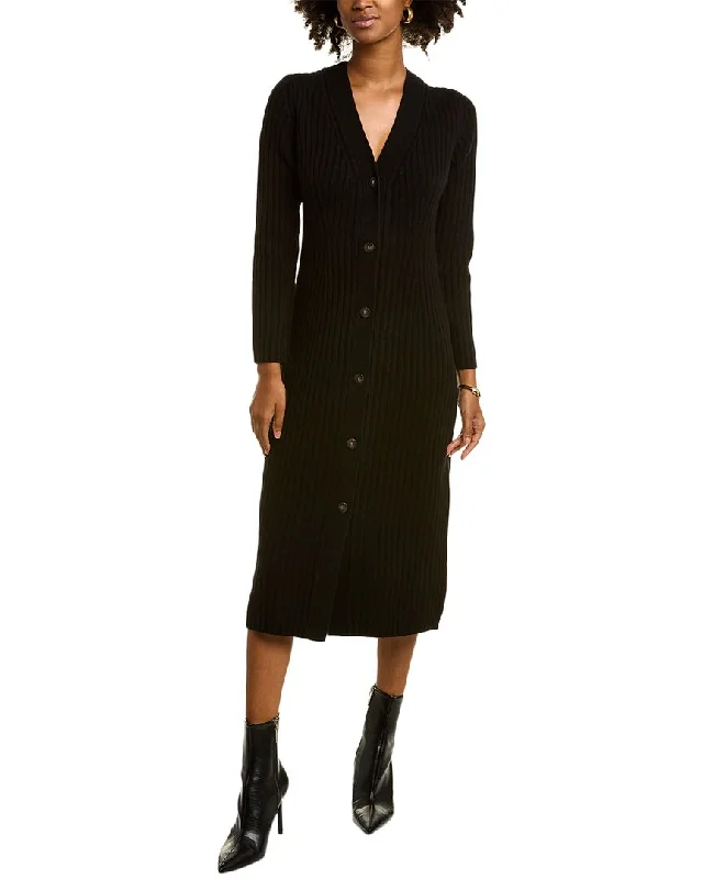 women's designer dressesVince Ribbed Button Wool & Cashmere-Blend Midi Dress