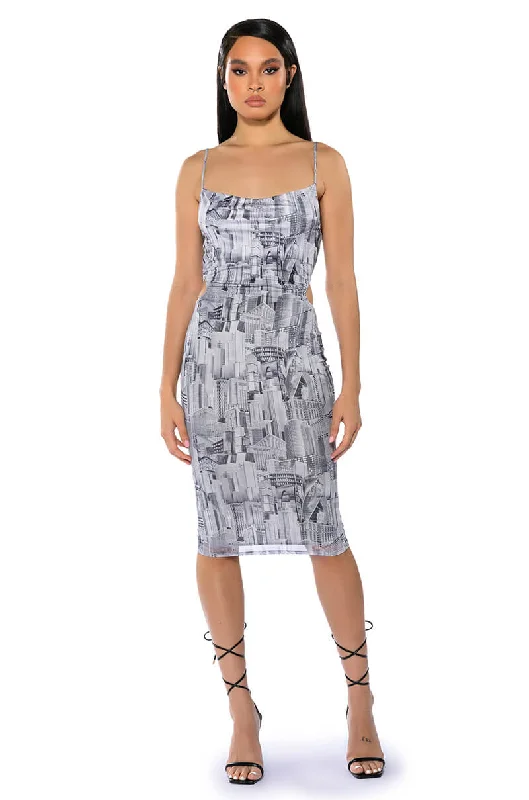 women's cocktail dressesON TO SOMETHING PRINTED MIDI DRESS