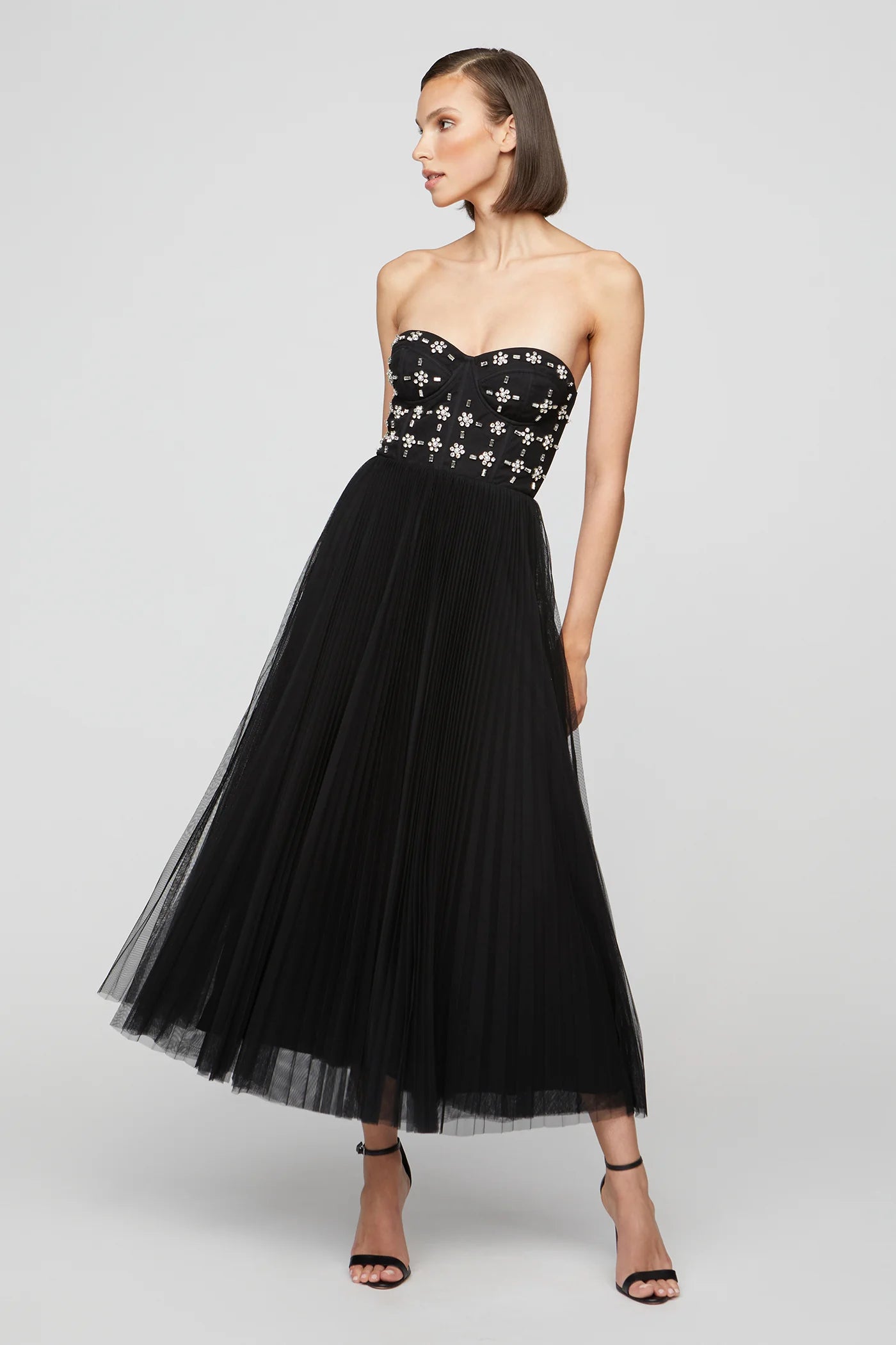 women's chiffon dressesAlesia Strapless Midi Dress - Black