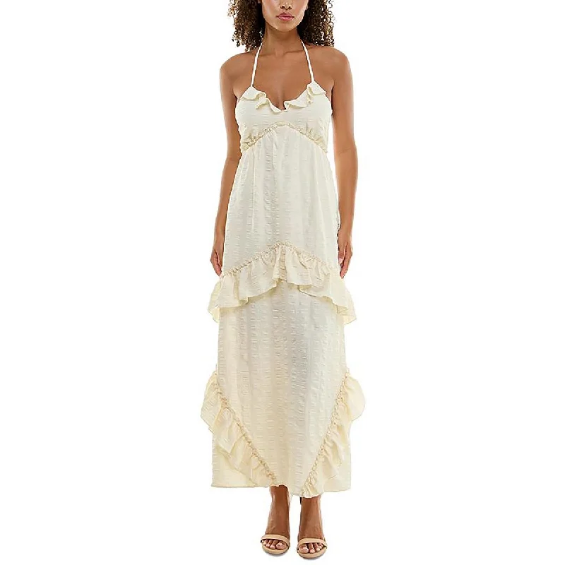 women's luxury dressesWomens Maxi Ruffled Halter Dress