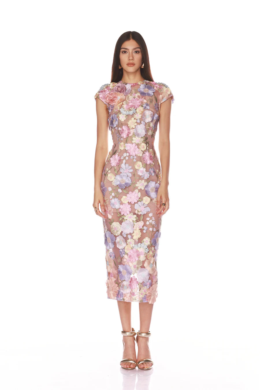 women's floral dressesJasmine Capsleeve Midi Dress - Pastel