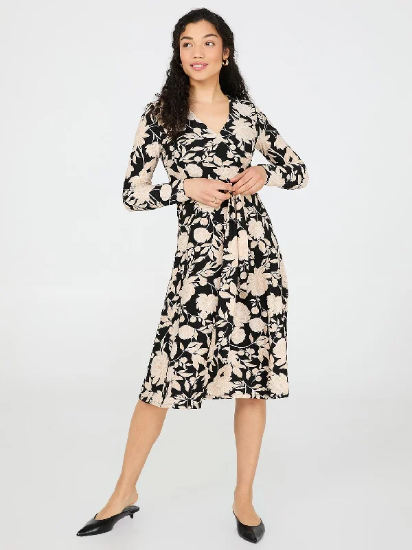 women's cotton dressesFloral Print Cross-Front Midi Dress