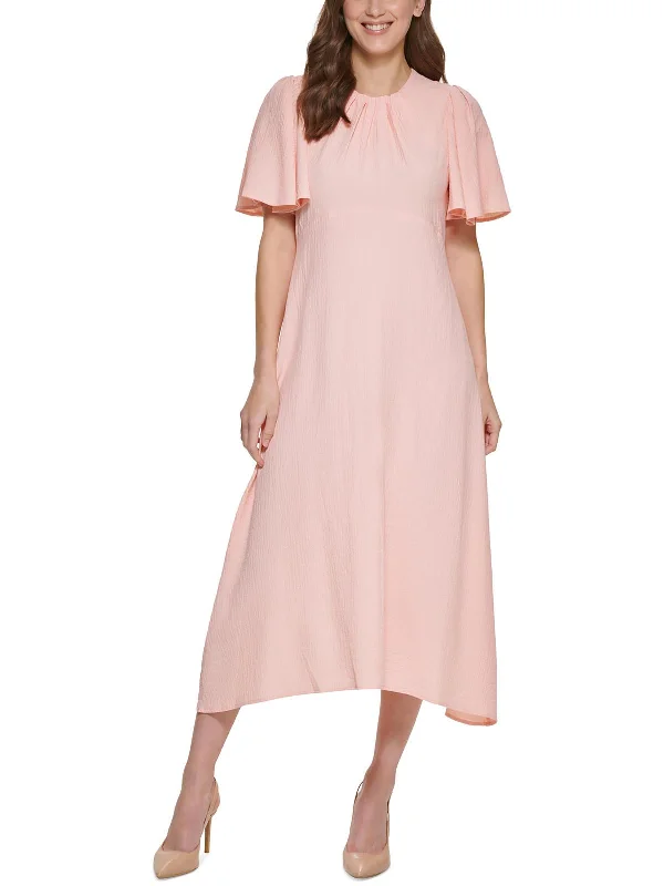 women's wrap dressesWomens Flutter Sleeve Calf Midi Dress