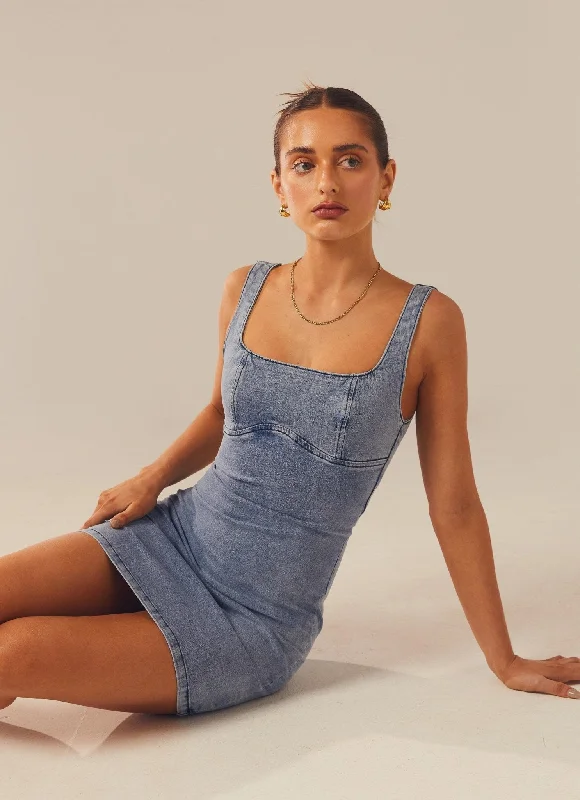 women's vintage dressesAlessia Denim Mini Dress - Blue Denim