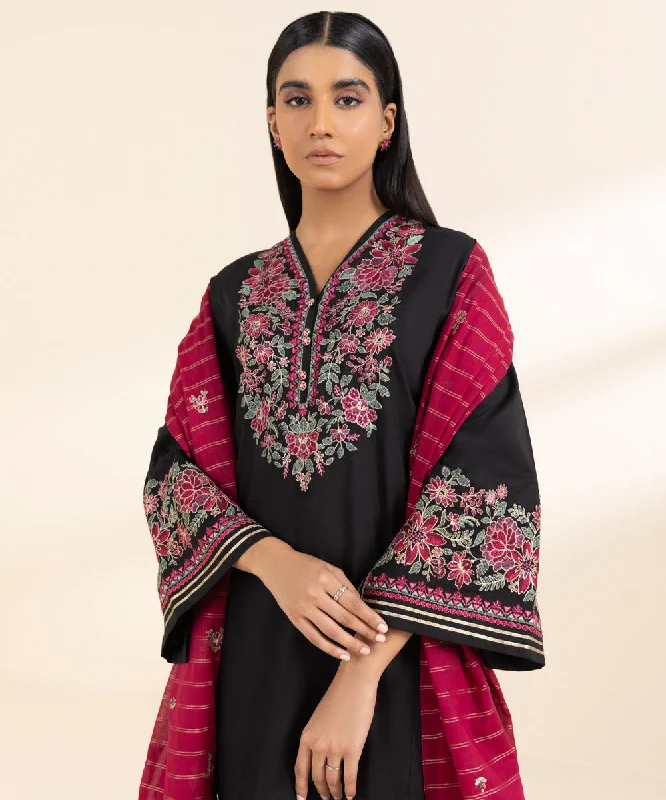 3 Piece - Embroidered Cotton Suit