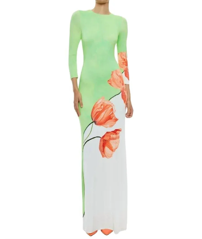 women's made-to-order dressesDelora Open Back Crew Neck Maxi Dress In Dream Life Sharp Green