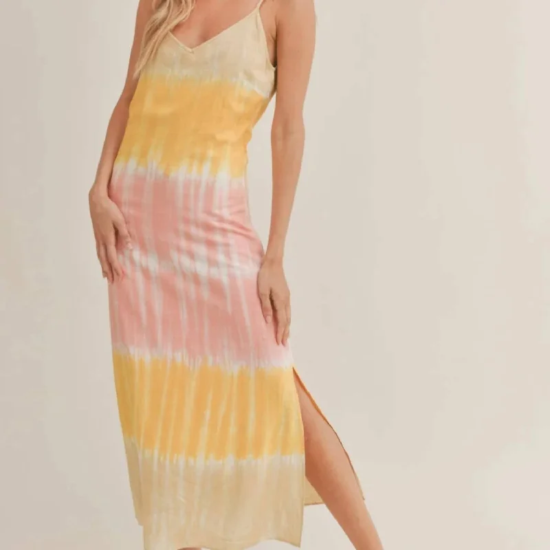 women's cinched-waist dressesFree Spirit Tie Dye Maxi Dress In Pink Multi