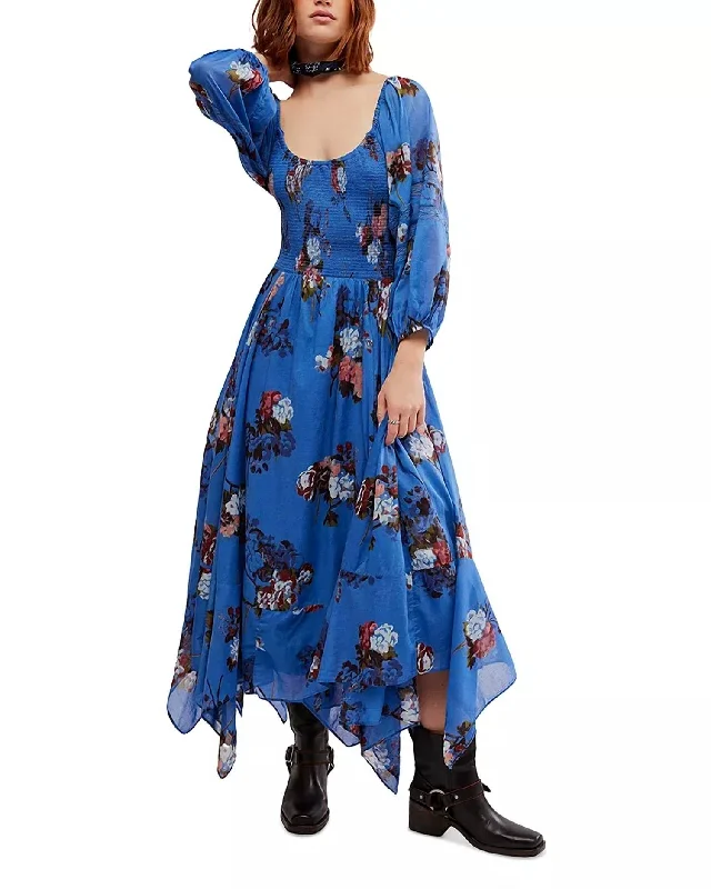 women's maxi dressesMorning Glory Maxi Dress In Dutch Blue Combo