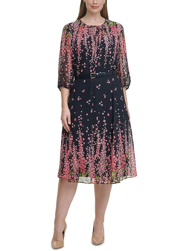 women's maternity dressesPlus Womens Floral Printed Calf Midi Dress