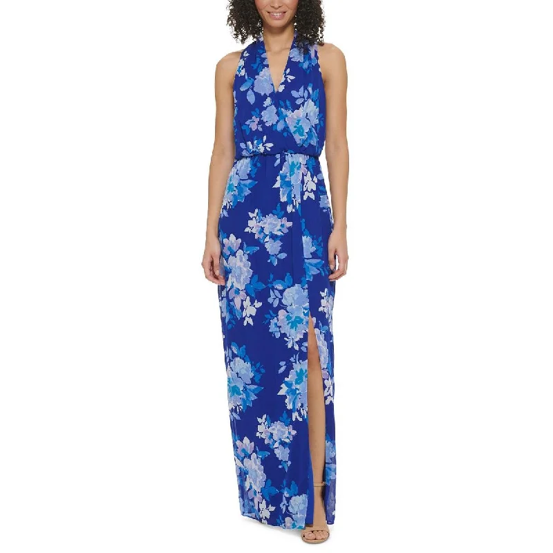 women's silk dressesWomens Chiffon Floral Print Maxi Dress