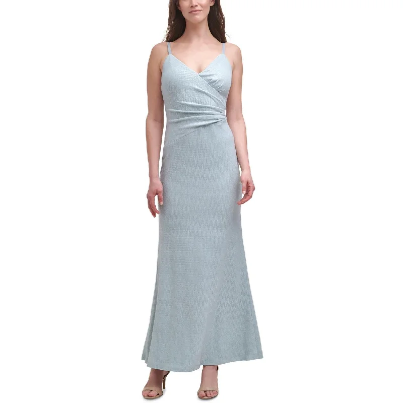 women's lace-up dressesWomens Metallic Maxi Evening Dress