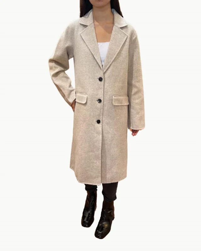 women's coats with cinched waistsVille Woven Coat In Natural