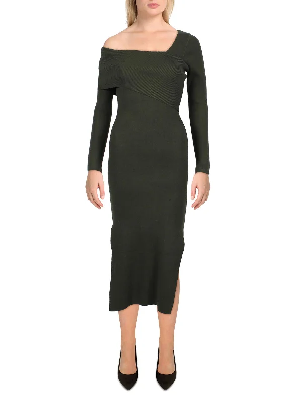 women's work dressesWomens One Shoulder Midi Sweaterdress