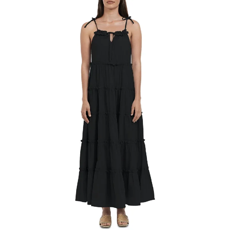 women's prom dressesSenorita Womens Tie Front Ruffled Trim Maxi Dress