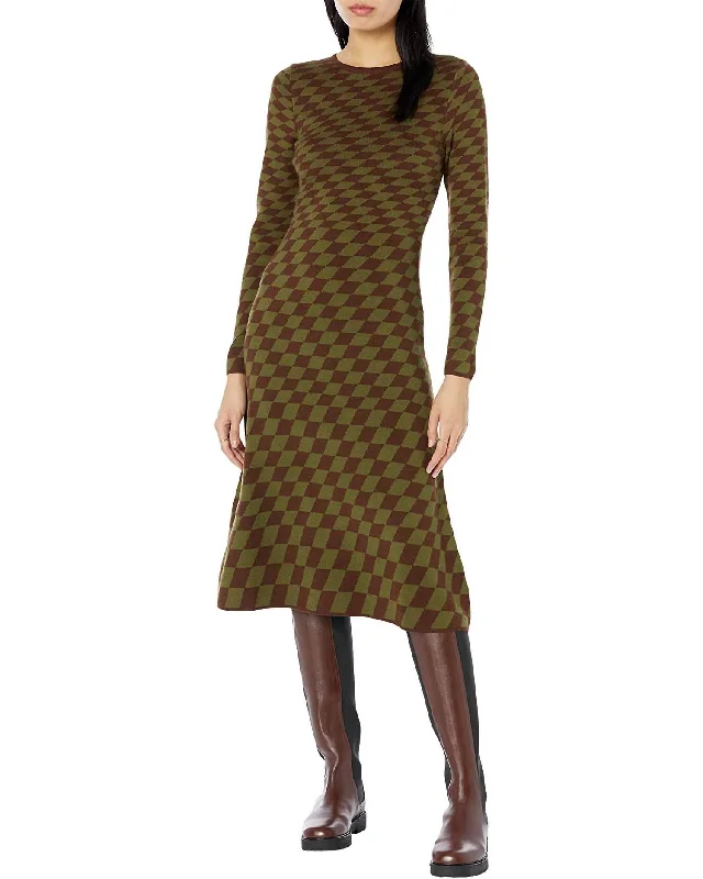 women's high-end dressesChecked Midi Dress In Brown