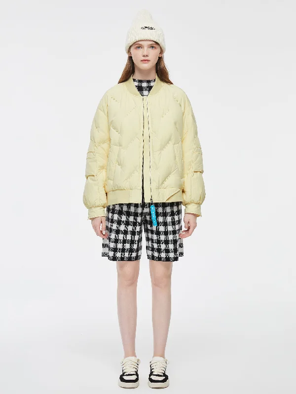 luxury women's coatsAlli' Cream Puffer Bomber