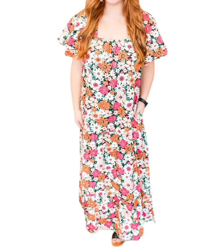 women's wrinkle-resistant dressesPoplin Maxi Dress In Multi-Colored