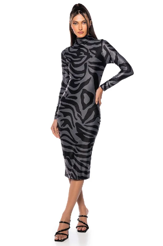 women's striped dressesWILD NIGHTS EVERY NIGHT PRINTED MIDI DRESS