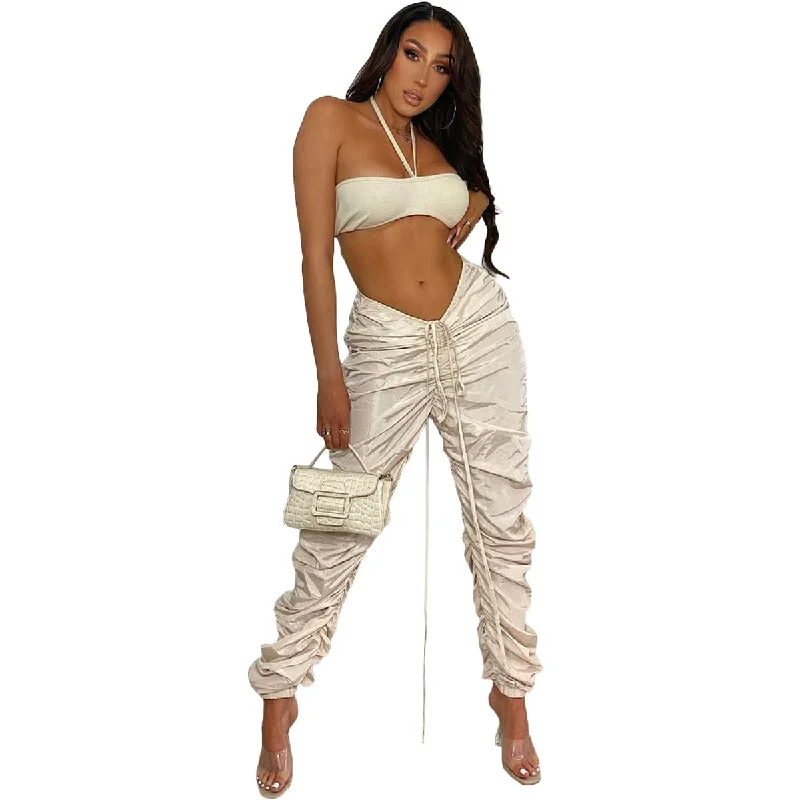 women's maternity pantsFashionSierra - Casual Women Pleated Jogger Pants