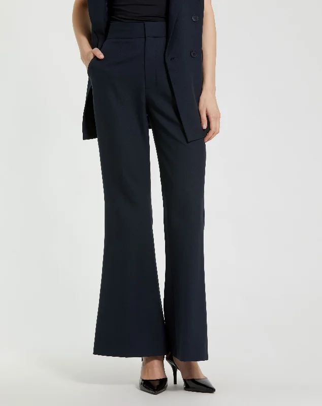 women's elegant pantsNavy Classic Crepe Flared Trouser Pant