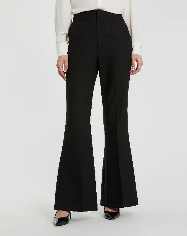 women's denim pantsBlack Classic Crepe Flared Trouser Pant