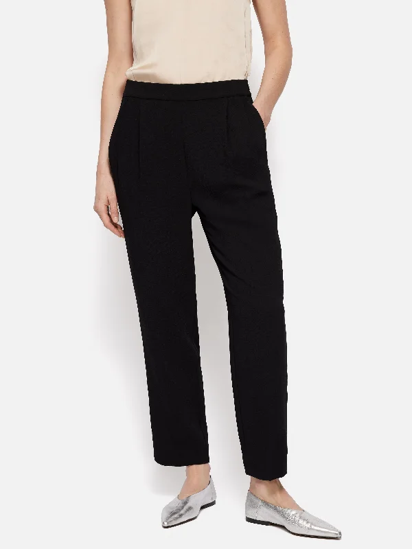 women's lace-up pantsGrosgrain Trim Crepe Jogger | Black