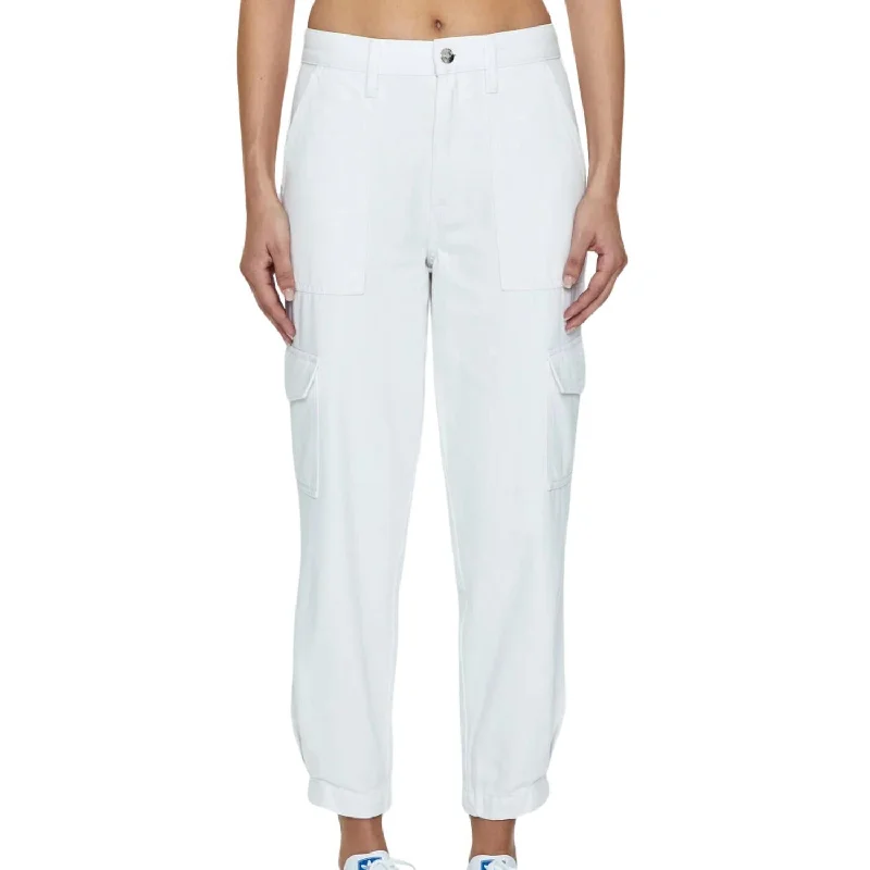 women's workout pantsJosephine High Rise Tapered Cargo In White