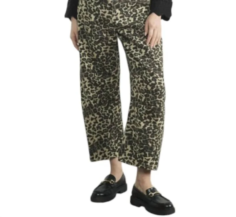 women's button-fly pantsLouchy Relax Fit Denim Pants In Animal Print