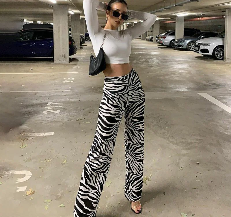 women's running pantsFashionSierra - NEW Zebra Print Wide Leg Pants Trousers Sexy High Waist Autumn Women New Fashion Casual Female Trousers Streetwear