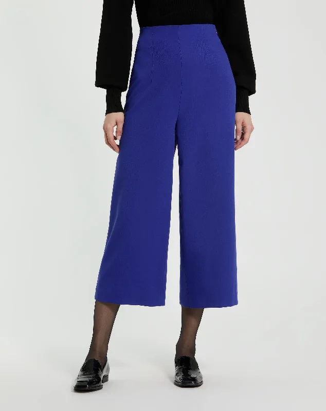 women's satin pantsCropped Crepe Wide Leg Work Pant