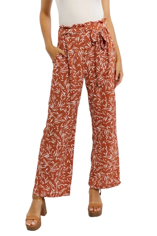 women's formal pantsRight Angle Full Size Geometric Printed Pants In Orange-Red