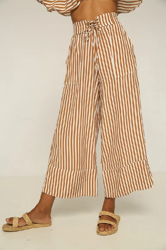 women's polyester pantsRue Stiic Womens ANNI LACED PANT GOLD STRIPE