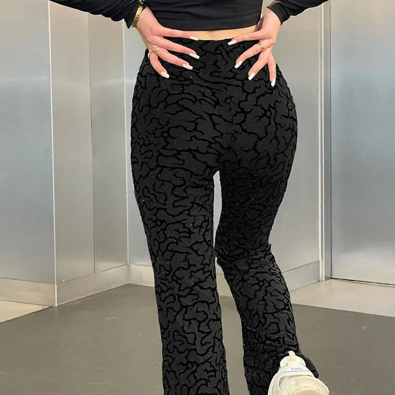 women's embroidered pantsFashionSierra - Women Sexy Cut-Out High Waist Flare Pants Slim Fit Femme Sexy Strechy Trousers Long Wide Leg Pants Casual Streetwear