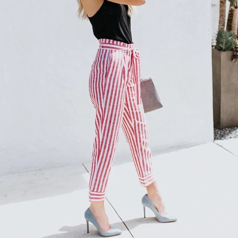 women's patterned pantsFashionSierra - Women Summer Fashion Fitted Pinstripe Pants