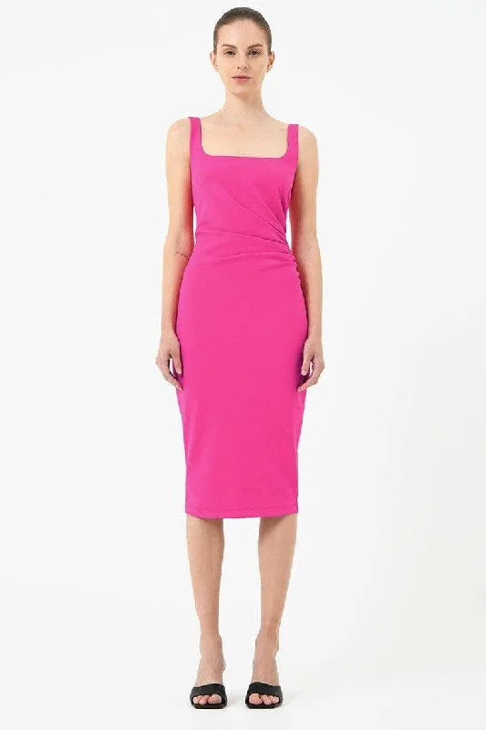 women's chiffon dressesRae Side-Gathered Dress - Pink