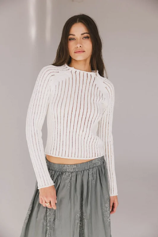 women's easy-to-wear dressesRuby Striped Sheer Sweater in White